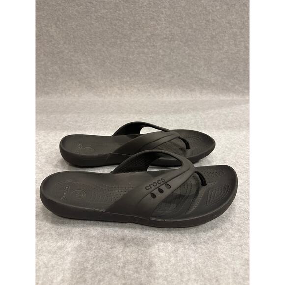 Crocs Kadee Women's Size 11 Black Lightweight Waterproof Thong Sandals Slippers - Picture 7 of 9